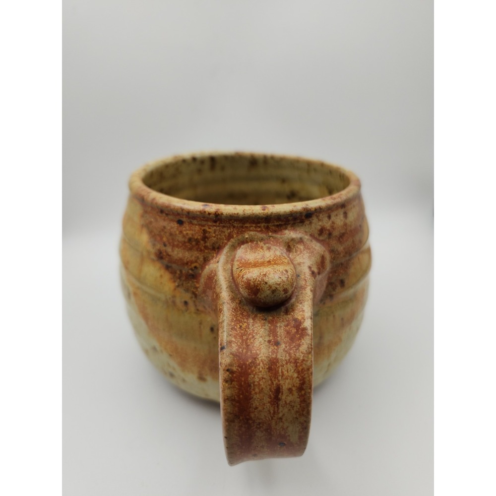 Large Stoneware Mug with Thumb Rest. Artist Signed Studio Pottery. Speckled - Picture 2 of 7